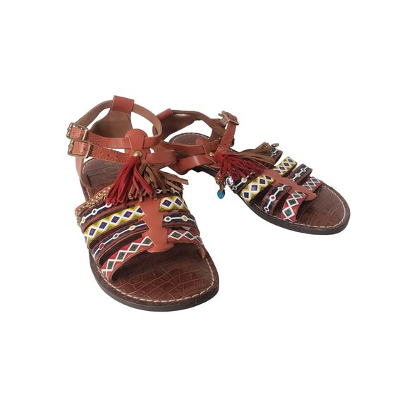 Sam Edelman Linny Gladiator Bohemian Tribal Sandals Women's Size 9 MINT - Picture 1 of 8